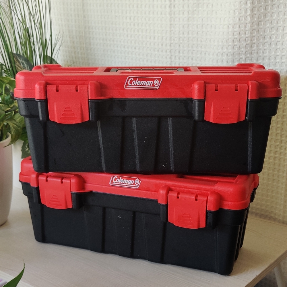 Coleman (2) Red And Black Plastic Toolbox 13 Inch